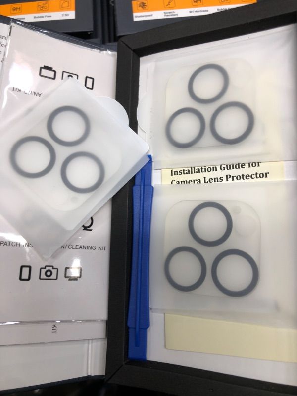 Photo 1 of 7 pacvk -QHOHQ [3 Pack Tempered Glass Camera Lens Protector for iPhone 14 Pro 6.1" / iPhone 14 Pro Max 6.7", Ultra HD, Scratch-Resistant, Case Friendly, with [Removal Tool] [Support Night Shooting] iPhone 14 Pro/iPhone 14 Pro Max