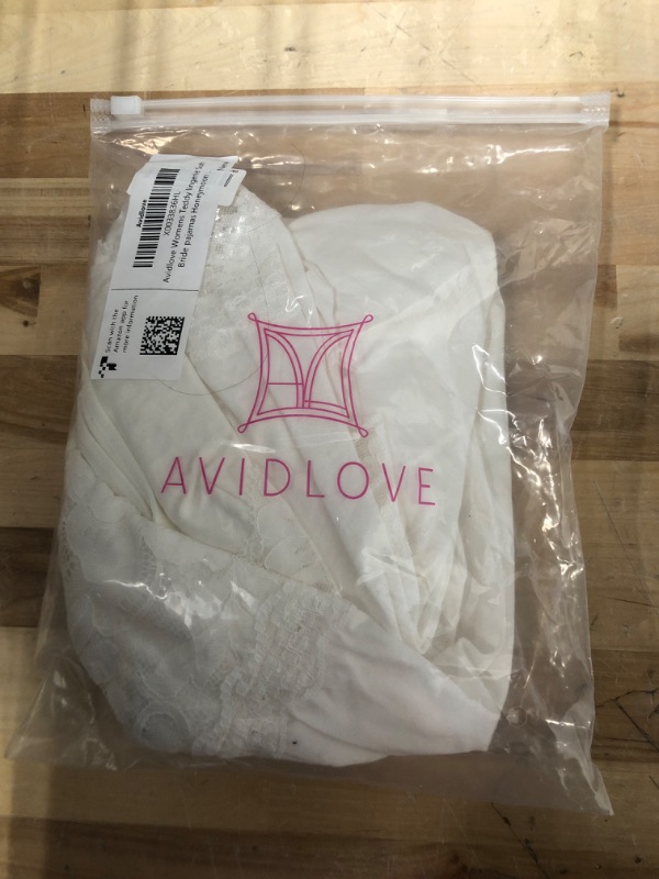 Photo 1 of *LINGERIE* Avidlove Women Nightgown Sexy Sleepwear Lace Chemise V-neck Modal Babydoll Lounge Dress Small White