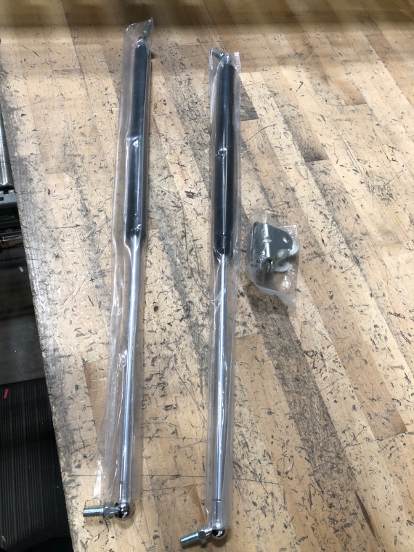 Photo 2 of 23 inch 100 lb Gas Prop Strut Shock 23" 445N/100LB Gas Spring Struts, 2Pcs Set with L-type Mounting Brackets for Heavy Duty RV Bed Murphy bed Large Garbage Box Floor Hatch Custom Window ARANA