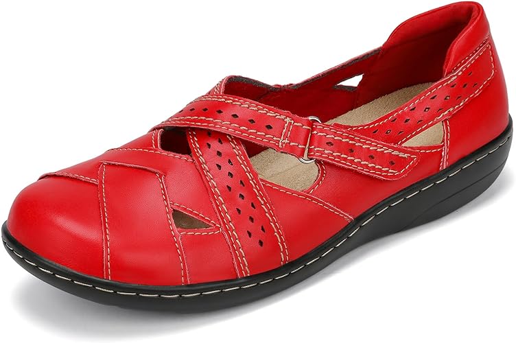 Photo 1 of Size 10- Ahico Women's Classic Leather Loafer Comfort Slip-On Soft Flats Fashion Casual Leather Loafer Sandal Closed Toe Walking Shoes for Daily Working