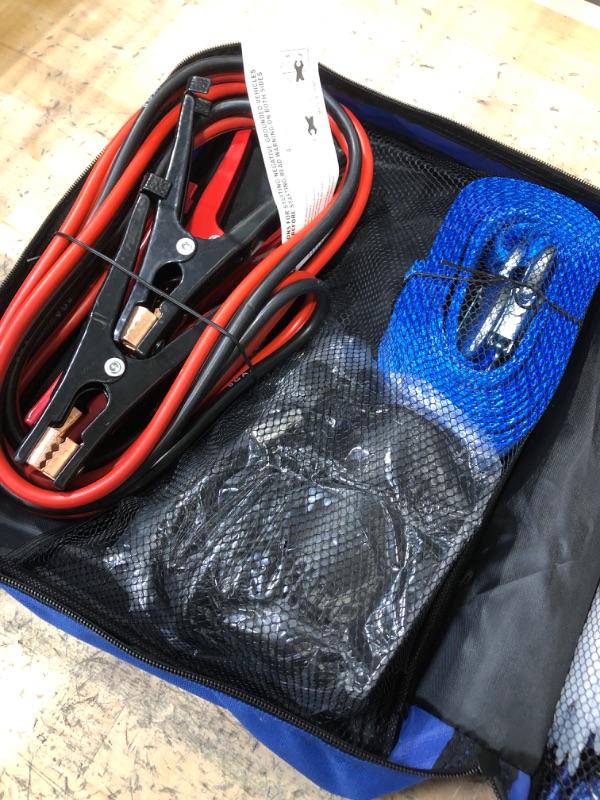 Photo 1 of First Secure - 90 Piece Car Emergency Roadside & First Aid Kit Inside - Long-Lasting Quality - Essential Emergency Tool Kit - Survival & Safety Solution - Peace of Mind on the Road