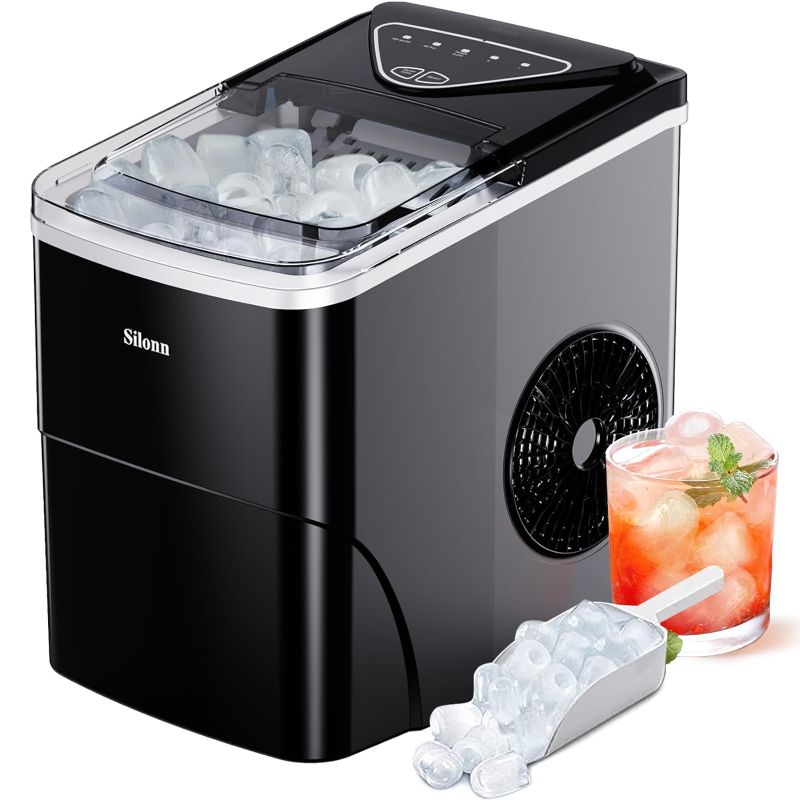 Photo 1 of **NONREFUNDABLE**FOR PARTS OR REPAIR**SEE NOTES**
Silonn Ice Makers Countertop, 9 Cubes Ready in 6 Mins, 26lbs in 24Hrs, Self-Cleaning Ice Machine with Ice Scoop and Basket, 2 Sizes of Bullet Ice for Home Kitchen Office Bar Party
