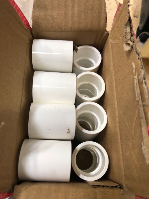 Photo 2 of 20 Pack 3/4" PVC Pipe Coupling Adapter Pipe Fittings (Socket x Socket) Contractor Pack Schedule 40 Heavy Duty 3/4 Inch PVC Slip Socket Connectors for DIY PVC Shelf Garden Support Structure, White 3/4Inch 20