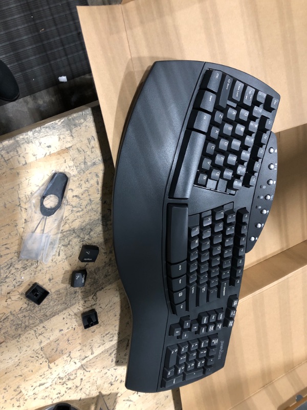 Photo 1 of Perixx Periboard-612B Wireless Ergonomic Split Keyboard with Dual Mode 2.4G and Bluetooth Feature, Compatible with Windows 10 and Mac OS X System, Black, US English Layout
