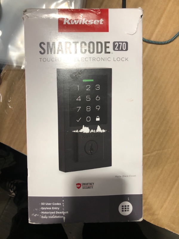 Photo 3 of **NONREFUNDABLE**FOR PARTS OR REPAIR**SEE NOTES**
SmartCode 270 Contemporary Matte Black Touchpad Single Cylinder Electronic Deadbolt Featuring SmartKey Security