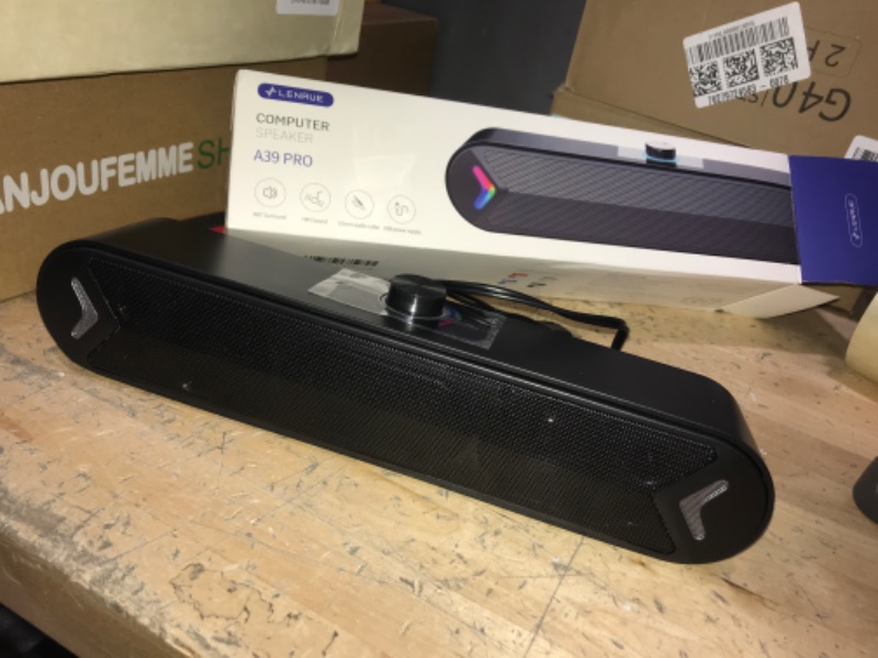 Photo 1 of LENRUE Computer Speakers,Wired USB-Powered PC Speakers with 10W Stereo Sound,Sound-bar Speakers for PC Desktop Computer Black