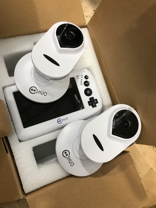 Photo 1 of CanSHUO Baby Monitor, 4.3" 1080P HD Split-Screen Video Baby Monitor with 2 Cameras, 2X Zoom Large Display with Wide View,VOX Auto Night Vision, Sound Activated, Temperature Alert, 2-Way Talk 1 Count (Pack of 1)