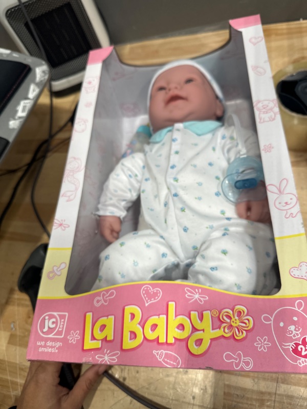 Photo 2 of Caucasian 20-inch Large Soft Body Baby Doll | JC Toys - La Baby | Washable |Removable Blue Outfit w/ Hat and Pacifier| For Children 2 Years +
