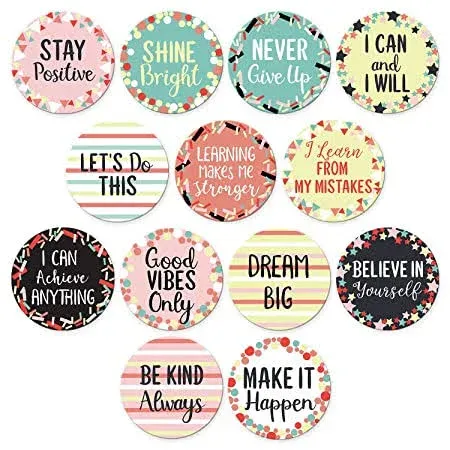 Photo 1 of 2 PACK - Sweetzer & Orange 30 Growth Mindset Confetti Positive Sayings Accents | Motivational Wall Art Inspirational Quote Cards with Matching Pastel Colors
