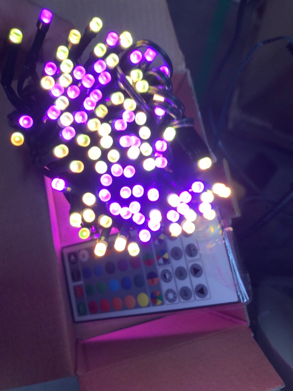 Photo 1 of SANJICHA Smart Color Changing Christmas Lights, 66ft 200 LED String Lights Plug in with Remote and Timer, Dimmable RGB Twinkle Xmas Tree Lights Indoor Outdoor for Party Garden Wedding Decorations RGB (Red, Green, Blue) 1 Pack-200LED