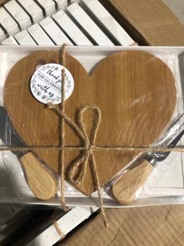Photo 2 of * see all images * 
Bridal Shower Party Favors Wooden Heart Shaped Cheese Board Cheese Knives Set Thank You Tags