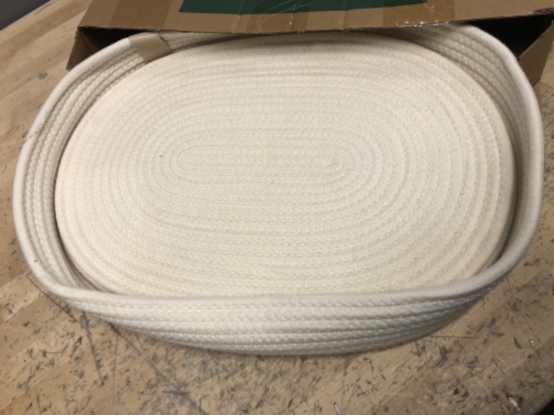 Photo 2 of ***see notes***Art Pinecone's Woven Cotton Rope Oval Placemats Set of 6, 16 * 12 inches. Heat Resistant and Non-Slip Rope Placemats - Complete with Holder and Perfect for Table Decor! (Off White) 16*12 Off White