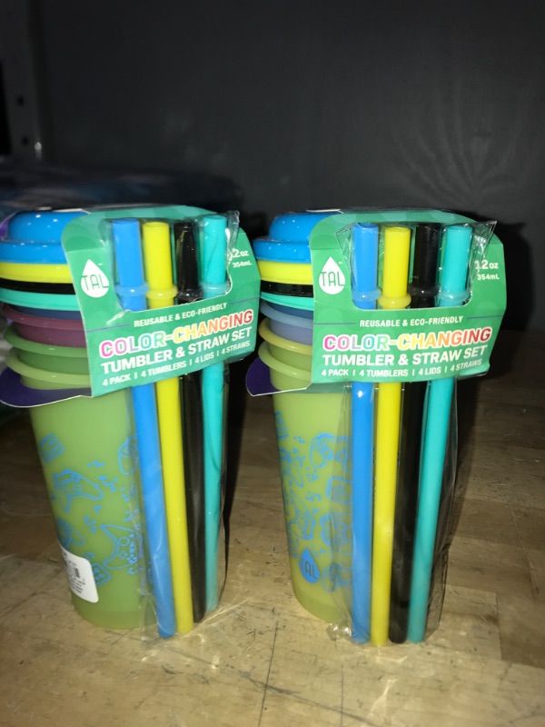 Photo 2 of 2-TUMBLER 12 oz Reusable Color Changing Tumbler and Straw Set 4 Pack
