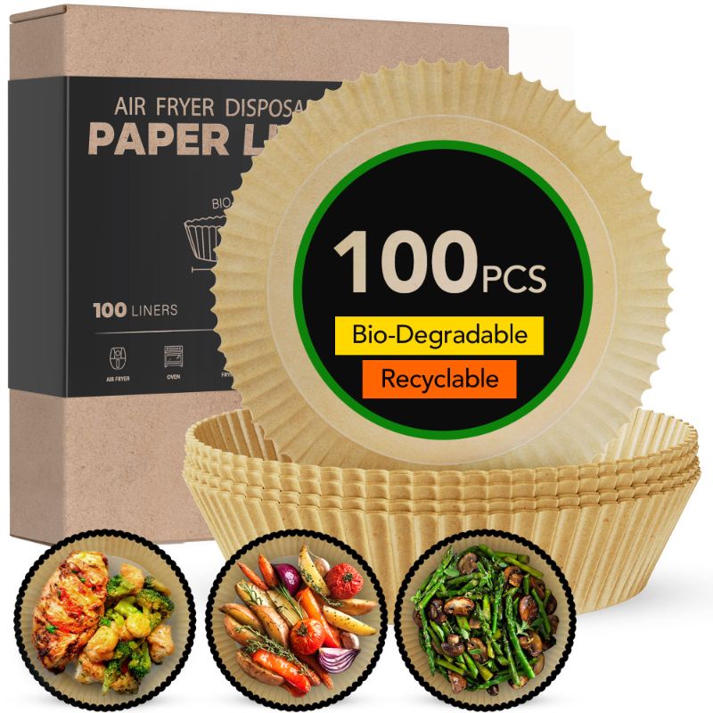 Photo 1 of Air Fryer Disposable Paper Liner, 100psc Non-stick Air Fryer liners, Oil-Proof Water-Proof Air Fryer Parchment Paper for air fryer, Food Grade Airfryer liners (6.5”) Round Air Fryer Paper Liners 6.5"