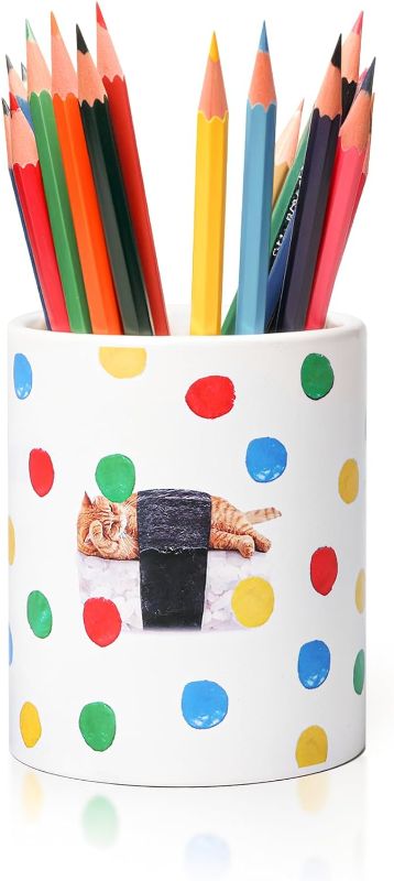 Photo 1 of 2 PACK ComSaf Ceramic Pen Holder, Pencil Holder, Cute pencil holder for desk, Decorative Minimalist Makeup Organizer, for Office Decor, Christmas Festival, Kids, Gift, Home, School