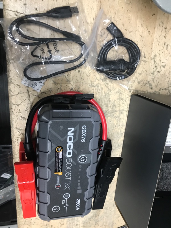 Photo 2 of **UNABLE TO TEST, **
NOCO Boost X GBX75 2500A 12V UltraSafe Portable Lithium Jump Starter, Car Battery Booster Pack, USB-C Powerbank Charger, and Jumper Cables for up to 8.5-Liter Gas and 6.5-Liter Diesel Engines