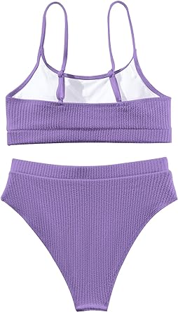 Photo 1 of **MEDIUM**
Lilosy High Waisted Tummy Control Ribbed Bikini Crop Top Brazilian Swimsuit Set 2 Piece
