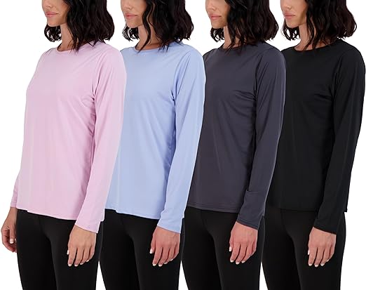 Photo 1 of MEDIUM
Real Essentials 4 Pack: Women's Dry-Fit Tech Stretch Long-Sleeve Athletic Workout T-Shirt