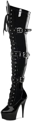 Photo 1 of LadiesThigh High Stiletto Heel Dancer Boots with Zipper Lace Up Club Party Shoes
