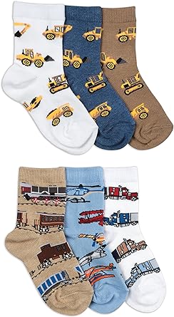 Photo 1 of Jefferies Socks Boys Tractor Train Truck Pattern Novelty Crew Socks 6 Pair Pack
