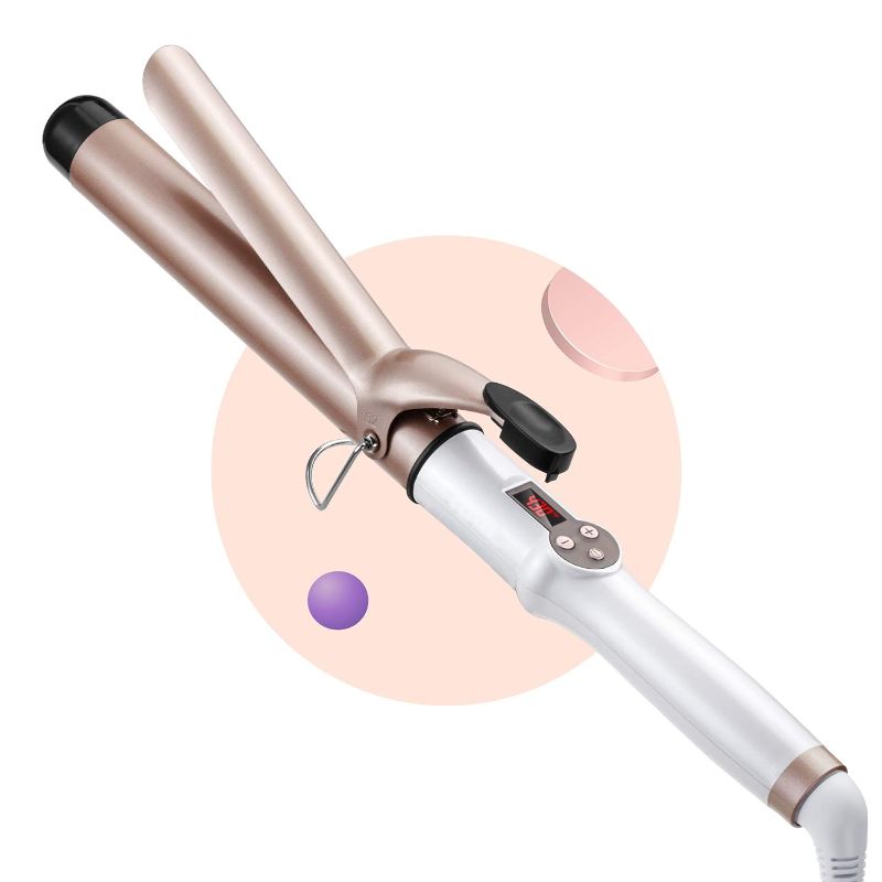 Photo 1 of 1.25 Inch Curling Iron Hair Curler with Ceramic Coating Barrel, Professional Curling Wand Instant Heat up to 450°F, LCD Display with 9 Heat Setting (for All Hair Types, Glove Include)
