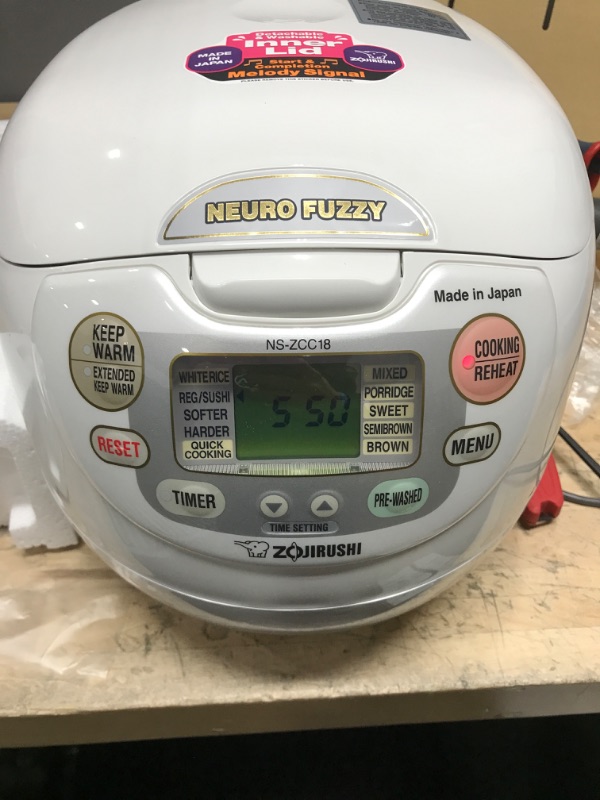 Photo 2 of **NONREFUNDABLE**FOR PARTS OR REPAIR**SEE NOTES**
Zojirushi NS-ZCC18 Neuro Fuzzy Rice Cooker & Warmer, 10 Cup, Premium White, Made in Japan 10-Cup