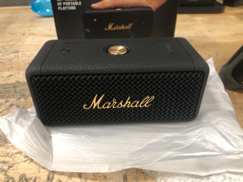 Photo 2 of Marshall Emberton II Portable Bluetooth Speaker - Black & Brass Black & Brass Speaker