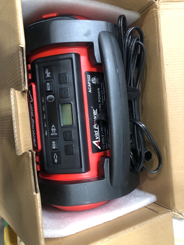 Photo 2 of AVID POWER Portable Tire Inflator, AC/DC Air Compressor with High Volume Mode Bundle with High Accuracy Digital Tire Pressure Gauge