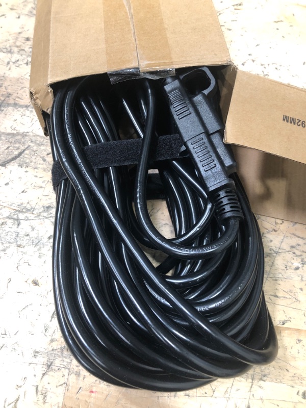 Photo 2 of Indoor Outdoor Black Extension Cord 75 ft Waterproof, 16/3 Gauge Flexible Cold-Resistant Appliance Extension Cord Outside, 10A 1250W 16AWG SJTW, 3 Prong Heavy Duty Electric Cord, ETL HUANCHAIN 75FT Black