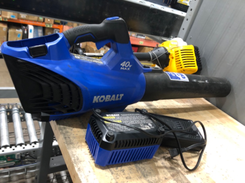 Photo 1 of ***POWERS ON - UNABLE TO TEST FURTHER***
Kobalts 40-Volt Max Lithium Ion 480-CFM Cordless Electric Leaf Blower (3.0 ah Battery and Charger Included)