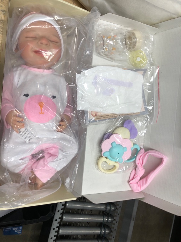 Photo 2 of BABESIDE Lifelike Reborn Baby Dolls - 20-Inch Sweet Smile Realistic-Newborn Baby Dolls Full Body Vinyl Sleeping Baby Girl Real Life Baby Dolls with Toy Accessories Gift Set for Kids Age 3+ hand-painted hair