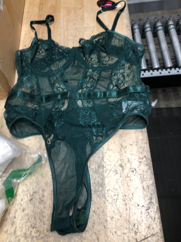 Photo 1 of GREEN LACE SHEER BODY SUIT LARGE