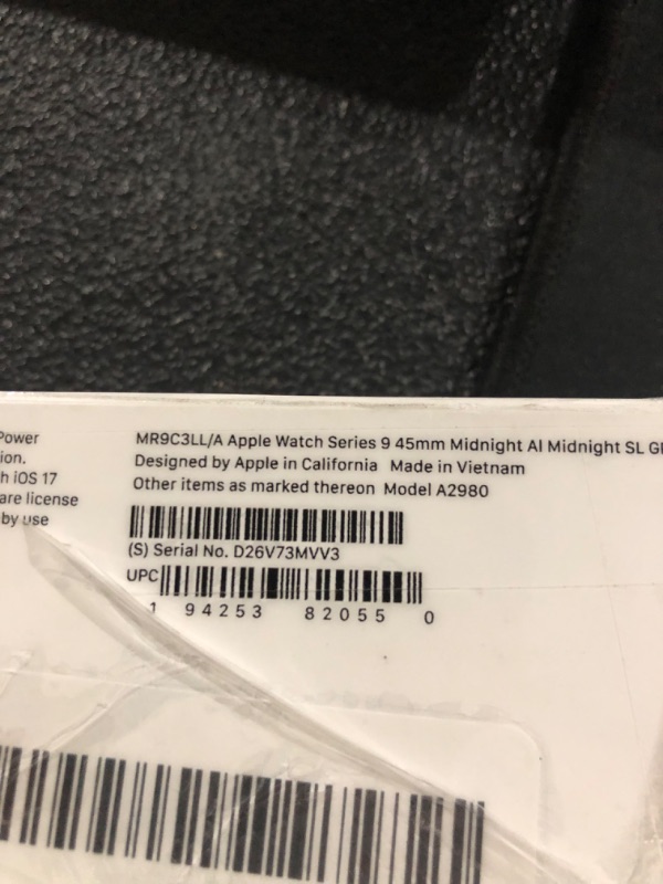 Photo 4 of **watch is locked to previous user**
Apple Watch Series 9 [GPS 45mm] Smartwatch with Midnight Aluminum Case with Midnight Sport Loop. Fitness Tracker, Blood Oxygen & ECG Apps, Always-On Retina Display, Carbon Neutral Midnight Aluminum Case with Midnight S