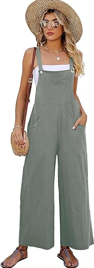 Photo 1 of COZYPOIN Women's Casual Overalls Summer Shorts Cotton Linen Jumpsuits Rompers with Pockets M
