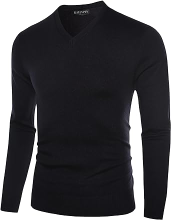 Photo 1 of Kallspin Men's Wool Blend V-Neck Sweater Relax Fit Knit Pullover for Fall Winter LARGE
