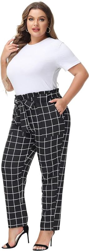 Photo 1 of Hanna Nikole Women's Plus Size Cropped Paper Bag Waist Self-tie Belted Pants with Pockets
18w