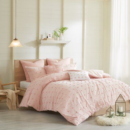 Photo 1 of 7pc Full/Queen Urban Habitat Kay Cotton Jacquard Duvet Cover Set Pink
