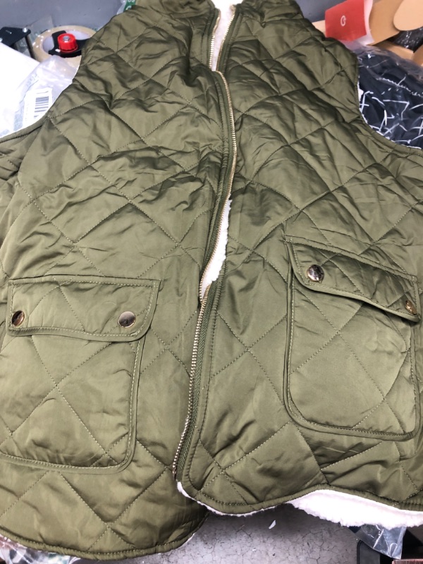 Photo 1 of 2xl army green diamond stitched sherpa lined vest 