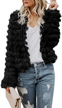 Photo 1 of **SMALL**
Lovaru Womens Coat Long Sleeve Open Front Parka Shaggy Faux Fur Coat Jacket Parka
