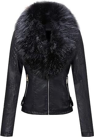 Photo 1 of **SMALL PATCH IS PEELING ON RIGHT SHOULDER***
Bellivera Women's Faux Leather Jacket Moto Biker Sherpa-Lined Coat with Removable Fur Collar
3 XL