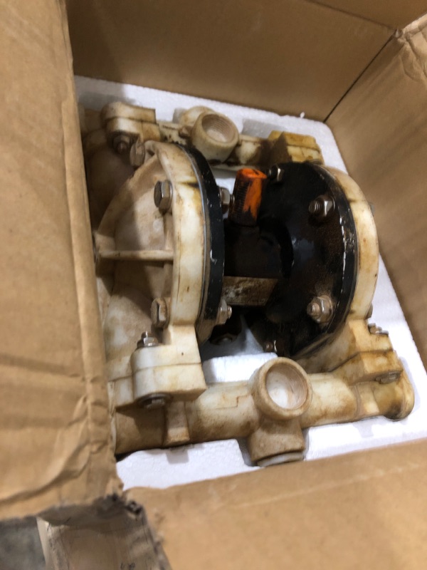 Photo 2 of Air Operated Double Diaphragm Pump QBK-15 1/2 inch Outlet 12 GPM Pneumatic Transfer Max 115 PSI Industrial Use for Chemical Waste Oil Dual Diaphram PTFE Nitrile Rubber by Plastic and Stainless Steel