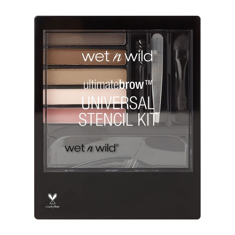 Photo 1 of 2 pack - Wet n Wild Ultimate Eyebrow Universal Stencil Kit, 5 Brow Color Makeup Set, Spoolie For Brushing and Blending, Hair Removal Tweezers, Sponge Brush Applicator, 3 Stencils, Universal Appeal