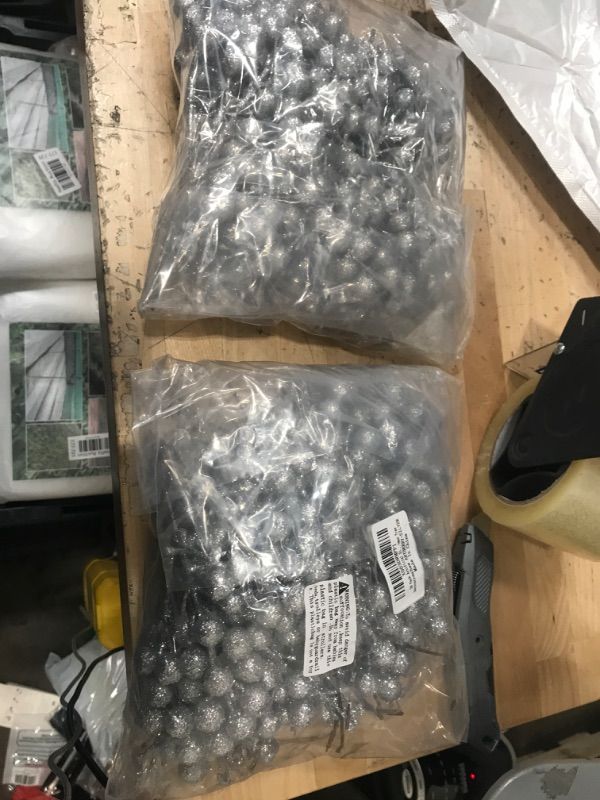 Photo 1 of 2 pack - Sawowkuya 26 Pack Silver Christmas Glitter Berries Stems, 7.8 Inch Artificial Christmas Picks for Christmas Tree Decorations, DIY Xmas Wreath, Crafts, Holiday and Home Decor`