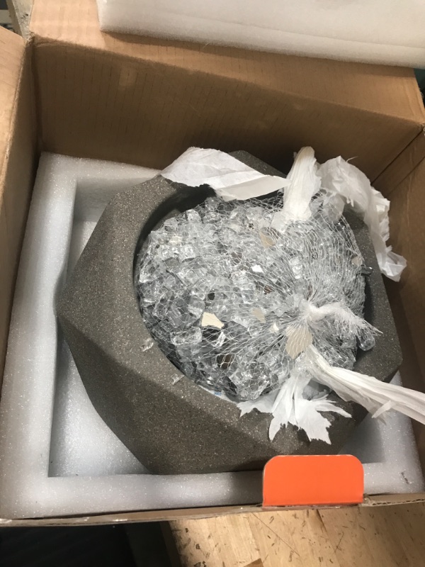 Photo 1 of Omniflame Concrete Tabletop Fire Pit - Hexagonal Mini Portable Fire Pit with Legs for Indoor and Garden, Mini Fire Pit with Extinguisher and 830g x Silver Tempered Fire Glass