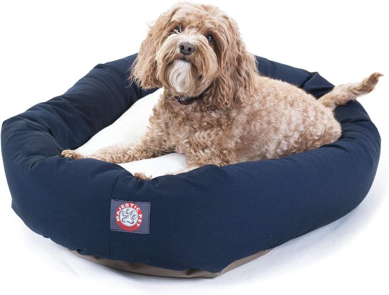 Photo 1 of  similar to stock photo 32 inch Green & Sherpa Bagel Dog Bed By Majestic Pet Products 32.0"L x 18.0"W x 8.0"Th Green