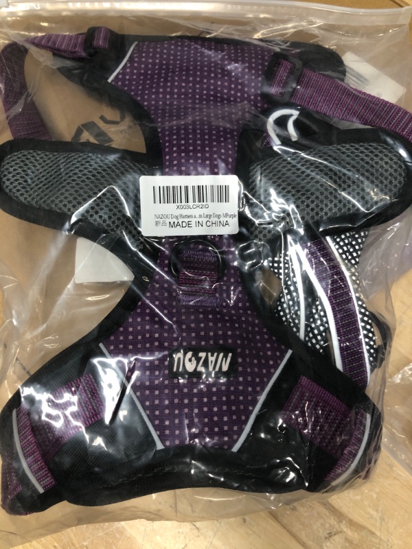 Photo 2 of NAZOU Dog Harness and Leash Set No Pull Dog Harness Reflective Outdoor Pet Nylon Vest with Easy Control Handle Adjustable Dog Harness for Small Medium Large Dogs-LPurple Large Purple