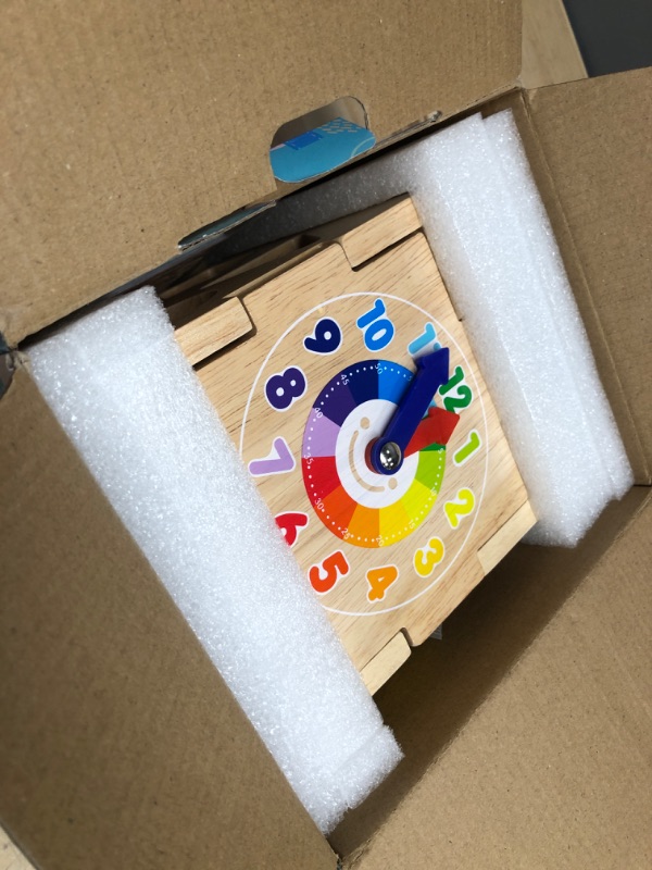 Photo 1 of Bravmate Wooden Activity Cube | 8-in-1 Montessori Toys for 12M+ Toddlers, One Year Old First Birthday Gift, Baby Toy Set with Bonus Sorting & Stacking Board Blue Packaging