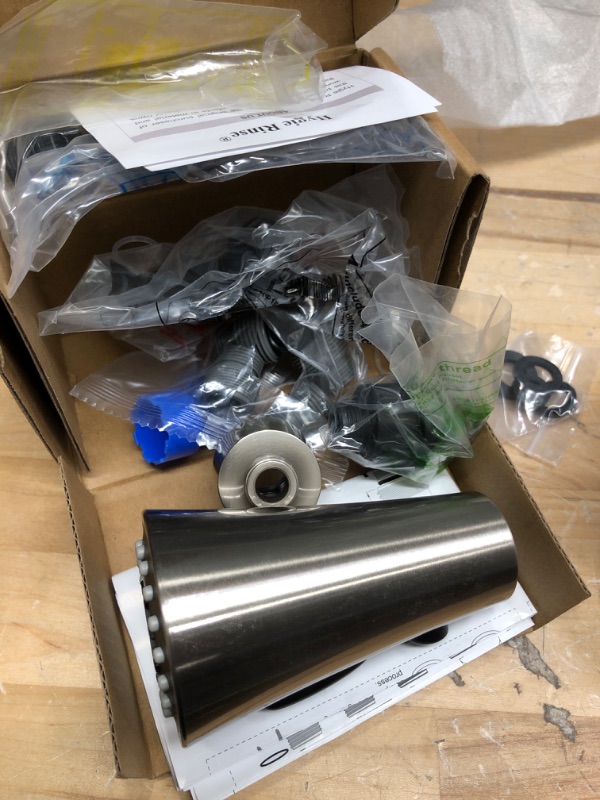 Photo 1 of Hygie Rinse Kitchen Faucet Head Replacement with 11 Adapters Compatible with Moen/Pfister/Peerless/Kohler Curve Shape Faucet, 3 Function Pull Down Sink Faucet Sprayer Head, Brushed Nickel