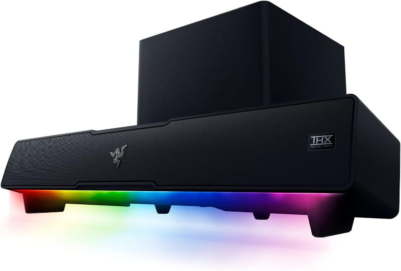 Photo 1 of Razer Leviathan V2: Multi-Driver PC Gaming Soundbar with Subwoofer - THX Spatial Audio - Compact Design - Chroma RGB - Bluetooth 5.2 - for Desktop/Laptop, Smartphones, Tablets & Nintendo Switch
