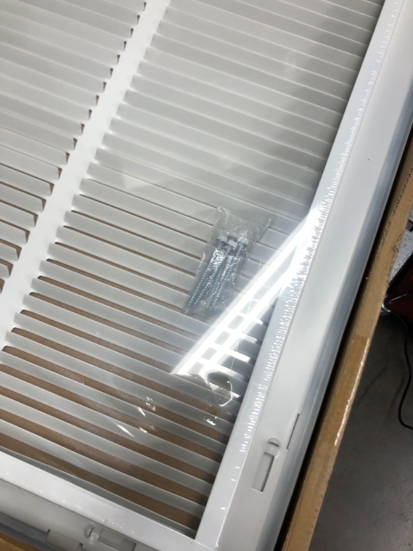 Photo 2 of 14" X 32" Steel Return Air Filter Grille for 1" Filter - Removable Face/Door - HVAC Duct Cover - Flat Stamped Face -White [Outer Dimensions: 16 5/8"w X 34 5/8"h] 14 X 32